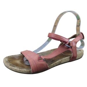 Teva Capri‎ Universal Women's 8 Red Leather Sandals Cork Wrap Casual